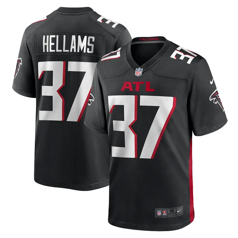 Men's Atlanta Falcons DeMarcco Hellams Nike Black Team Game Jersey
