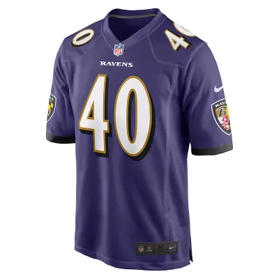 Men's Baltimore Ravens Malik Harrison Nike Purple Game Jersey 01