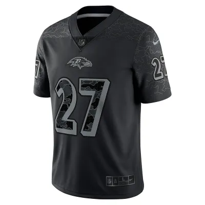 Men's Baltimore Ravens J.K. Dobbins Nike Black RFLCTV Limited Jersey 01