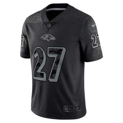 Men's Baltimore Ravens J.K. Dobbins Nike Black RFLCTV Limited Jersey 01