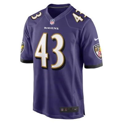 Men's Baltimore Ravens Justice Hill Nike Purple Game Jersey 01