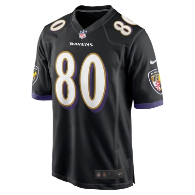 Men's Baltimore Ravens Isaiah Likely Nike Black Alternate Game Jersey 01