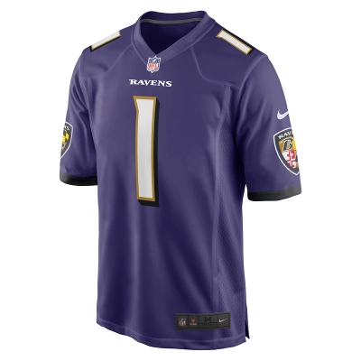 Men's Baltimore Ravens Number 1 Dad Nike Purple Game Jersey 01