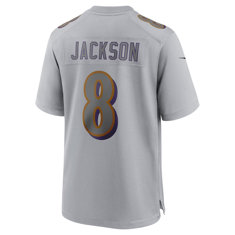 Men's Baltimore Ravens Lamar Jackson Nike Gray Atmosphere Fashion Game Jersey