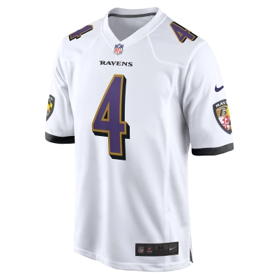 Men's Baltimore Ravens Zay Flowers Nike White Game Jersey 01