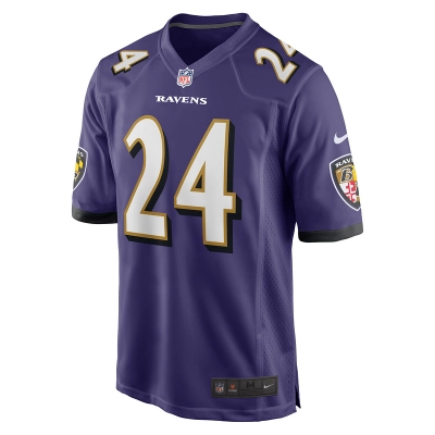 Men's Baltimore Ravens Jadeveon Clowney Nike Purple Game Jersey 01