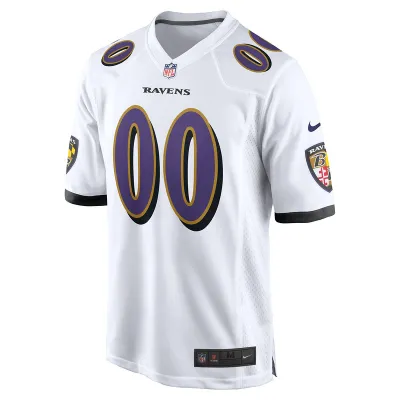 Men's Baltimore Ravens Nike White Custom Game Jersey 01