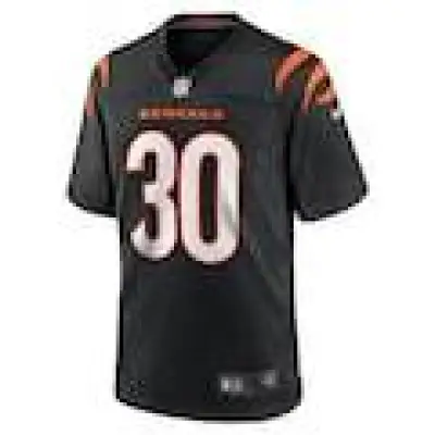Men's Chase Brown Cincinnati Bengals Nike Team Game Jersey - Black 01
