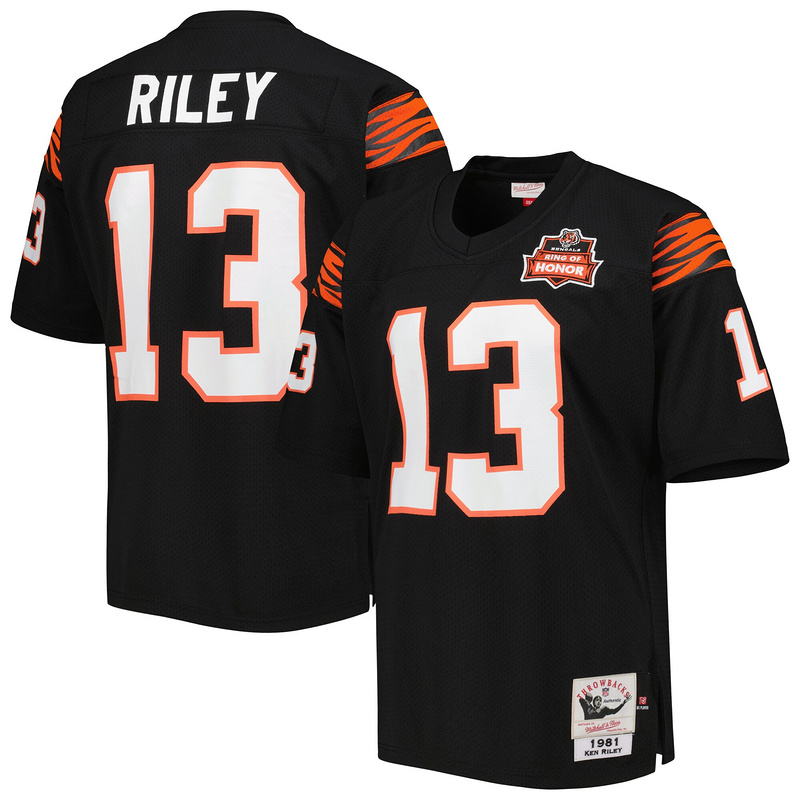 Men's 1981 Ken Riley Mitchell & Ness Black Authentic Throwback Retired Player Jersey