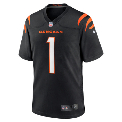 Men's Cincinnati Bengals Number 1 Dad Nike Black Game Jersey 01