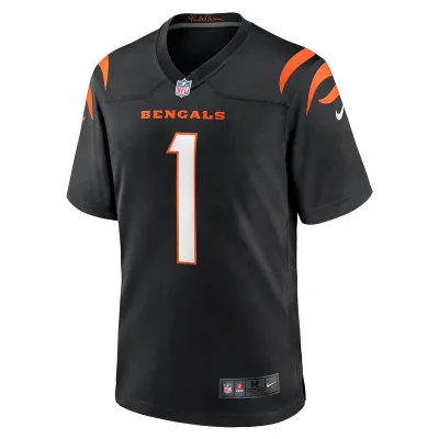 Men's Cincinnati Bengals Number 1 Dad Nike Black Game Jersey 01