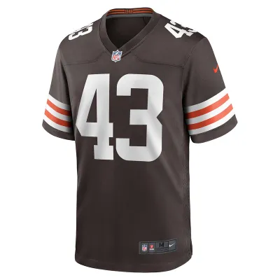 Men's Cleveland Browns Mohamoud Diabate Nike Brown Team Game Jersey 01