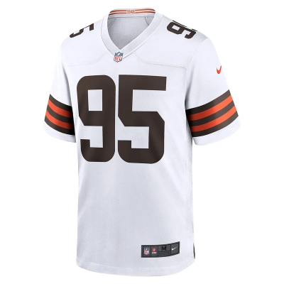Men's Cleveland Browns Myles Garrett Nike White Away Game Jersey 01