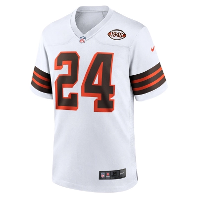 Men's Cleveland Browns Nick Chubb Nike White 1946 Collection Alternate Game Jersey 01