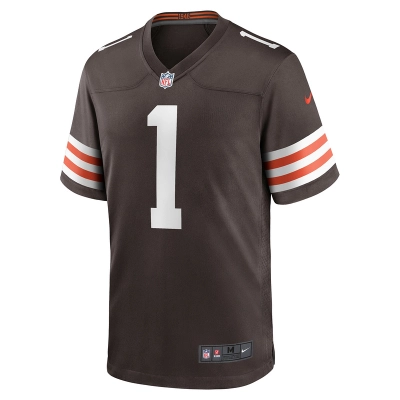Men's Cleveland Browns Number 1 Dad Nike Brown Game Jersey 01