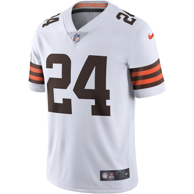 Men's Cleveland Browns Nick Chubb Nike White Vapor Limited Jersey 01