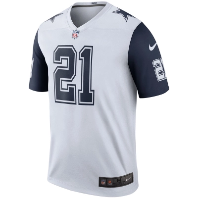 Men's Dallas Cowboys Ezekiel Elliott Nike White Color Rush Legend Player Jersey 01