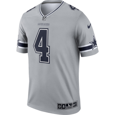 Men's Dallas Cowboys Dak Prescott Nike Gray Inverted Legend Jersey 01