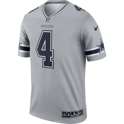 Men's Dallas Cowboys Dak Prescott Nike Gray Inverted Legend Jersey 01
