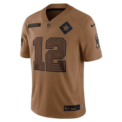 Men's Roger Staubach Nike Brown 2023 Salute To Service Retired Player Limited Jersey 01