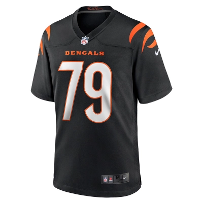 Men's Cincinnati Bengals Jackson Carman Nike Black Game Jersey 01