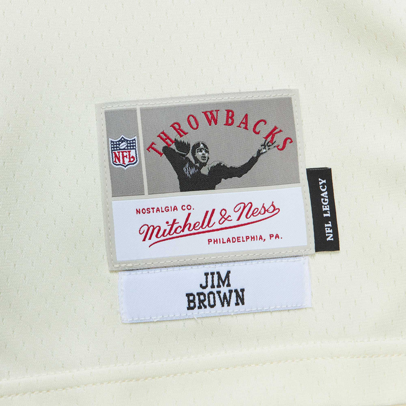 Men's Cleveland Browns Jim Brown Mitchell & Ness Cream Chainstitch Legacy Jersey