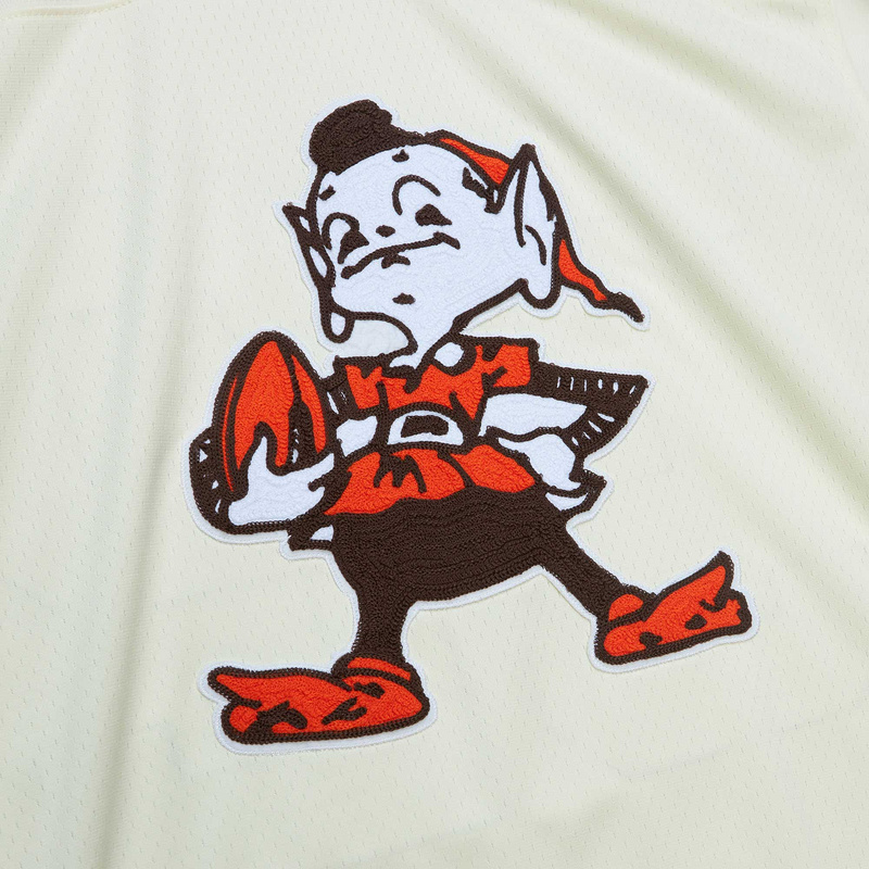 Men's Cleveland Browns Jim Brown Mitchell & Ness Cream Chainstitch Legacy Jersey