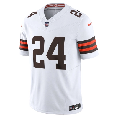 Men's Cleveland Browns Nick Chubb Nike White Vapor F.U.S.E. Limited Jersey 01