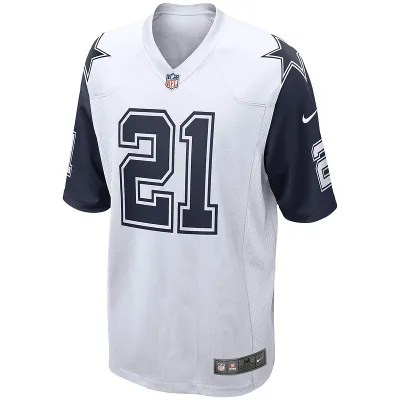Men's Dallas Cowboys Ezekiel Elliott Nike White Alternate Game Jersey 01