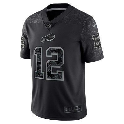 Men's Buffalo Bills Jim Kelly Nike Black Retired Player RFLCTV Limited Jersey 01