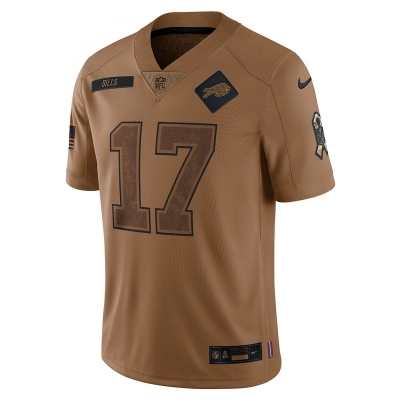 Men's Buffalo Bills Josh Allen Nike Brown 2023 Salute To Service Limited Jersey 01