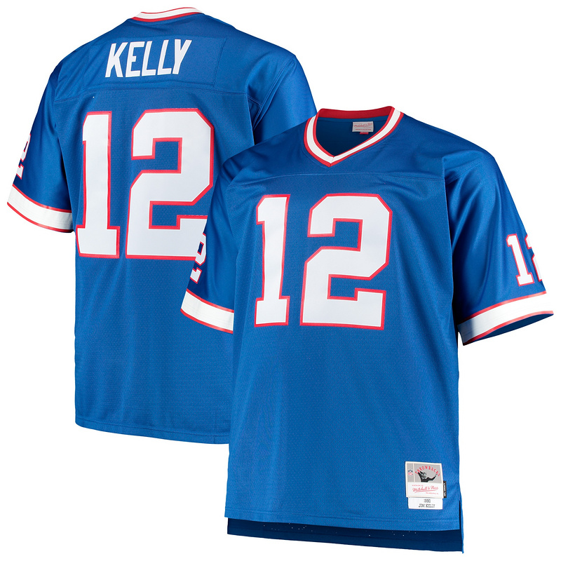 Buffalo Bills Jim Kelly Mitchell &Ness Royal Big & Tall 1990 Retired Player Replica Jersey