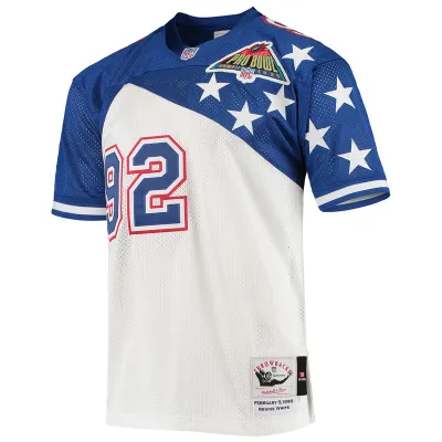 Men's NFC Reggie White Mitchell & Ness WhiteBlue 1995 Pro Bowl Authentic Jersey 01