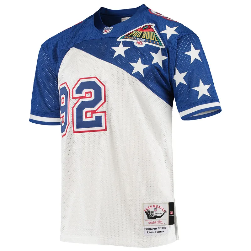 Men's NFC Reggie White Mitchell & Ness WhiteBlue 1995 Pro Bowl Authentic Jersey