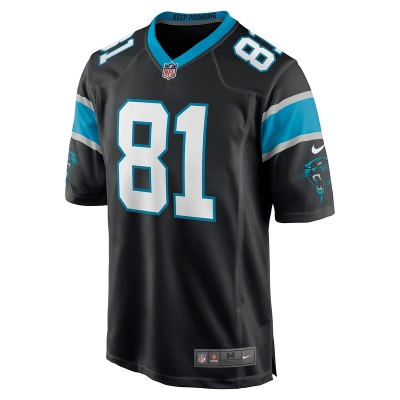 Men's Carolina Panthers Hayden Hurst Nike Black Game Player Jersey 01