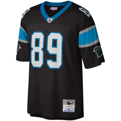 Men's Carolina Panthers Steve Smith Mitchell & Ness Black Legacy Replica Jersey 01