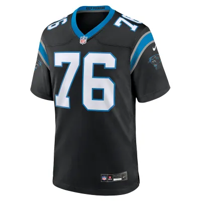 Men's Carolina Panthers Calvin Throckmorton Nike Black Team Game Jersey 01