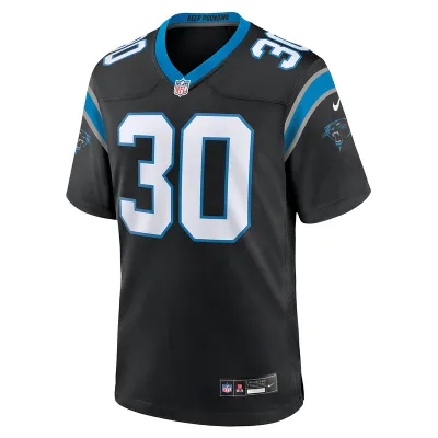 Men's Carolina Panthers Chuba Hubbard Nike Black Team Game Jersey 01