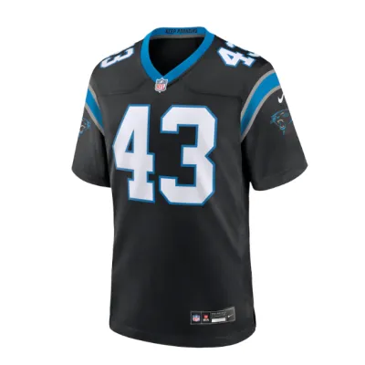 Men's Carolina Panthers Luiji Vilain Nike Black Game Jersey 01