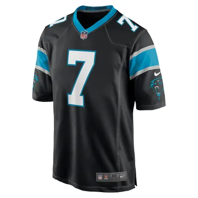 Men's Carolina Panthers Steve Beuerlein Nike Black Retired Player Jersey 01