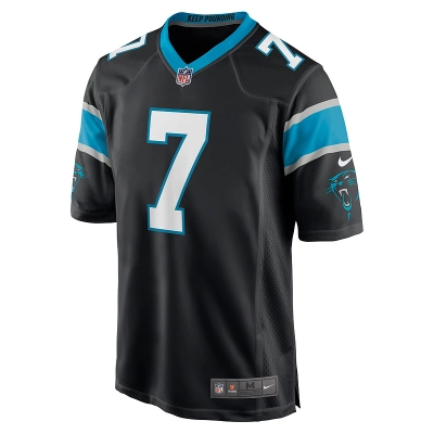 Men's Carolina Panthers Steve Beuerlein Nike Black Retired Player Jersey 01