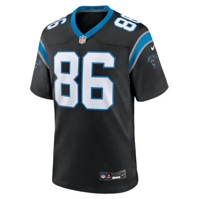 Men's Carolina Panthers Mike Strachan Nike Black Game Jersey 01