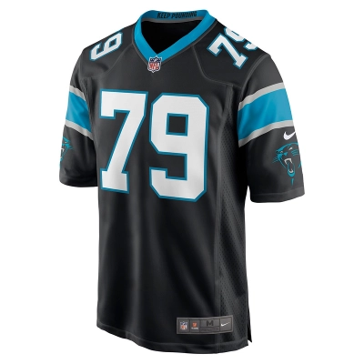 Men's Carolina Panthers Ikem Ekwonu Nike Black Player Game Jersey 01