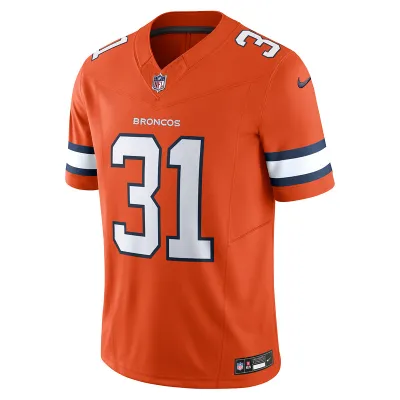 Men's Denver Broncos Justin Simmons Nike Orange Vapor F.U.S.E. Limited Jersey 01