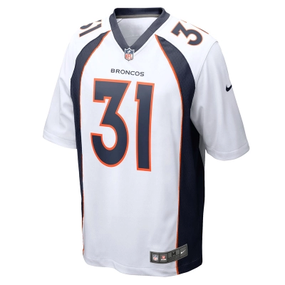 Men's Denver Broncos Justin Simmons Nike White Game Jersey 01
