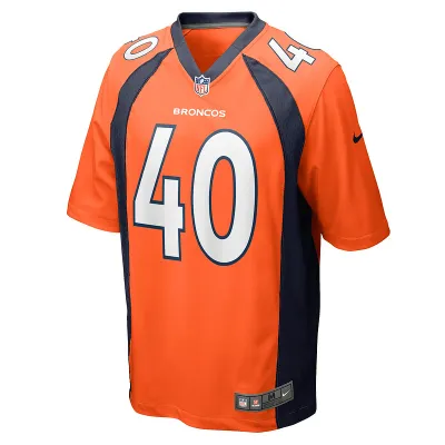 Men's Denver Broncos Justin Strnad Nike Orange Game Jersey 01