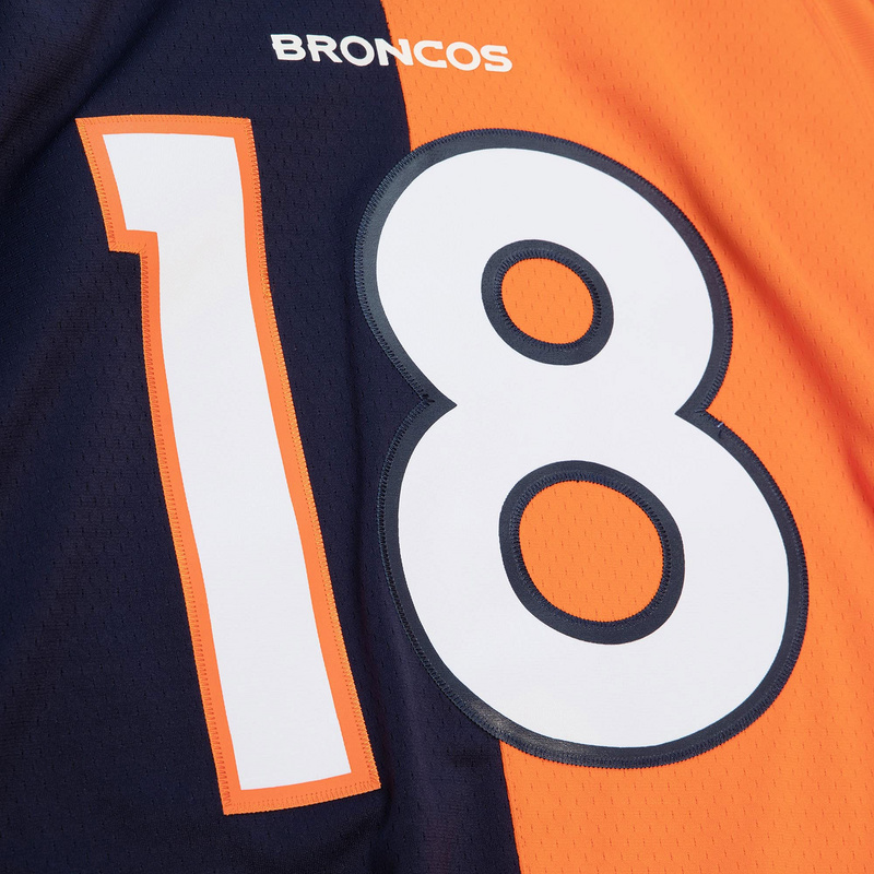 Men's Denver Broncos Peyton Manning Mitchell & Ness NavyOrange 2015 Split Legacy Replica Jersey