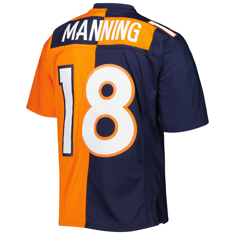 Men's Denver Broncos Peyton Manning Mitchell & Ness NavyOrange 2015 Split Legacy Replica Jersey