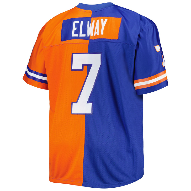 John Elway Mitchell & Ness RoyalOrange Big & Tall Split Legacy Retired Player Replica Jersey