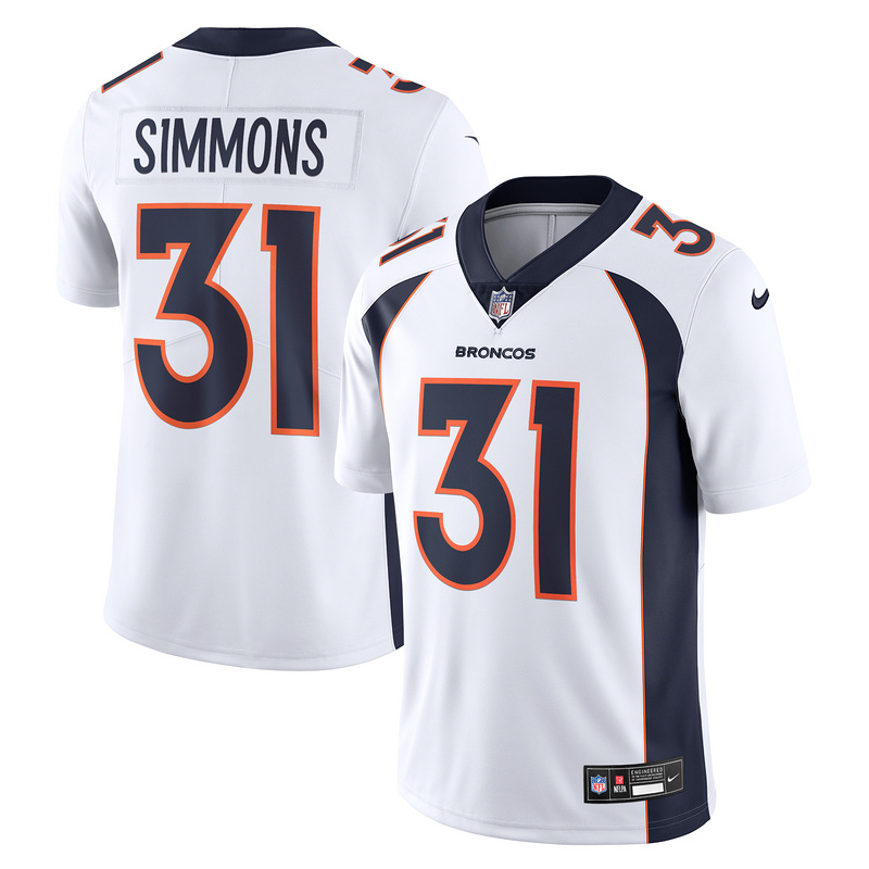 Men's Denver Broncos Justin Simmons Nike White Vapor Untouchable Limited Jersey